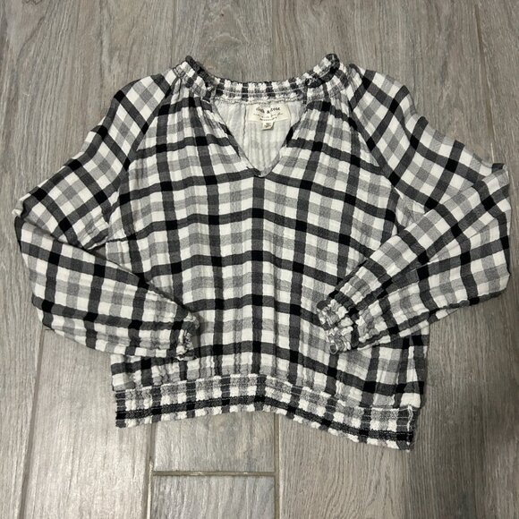 cloth & stone Tops - Women's Cloth & Stone Anthropologie Black/White Checked Cropped Top - SMALL